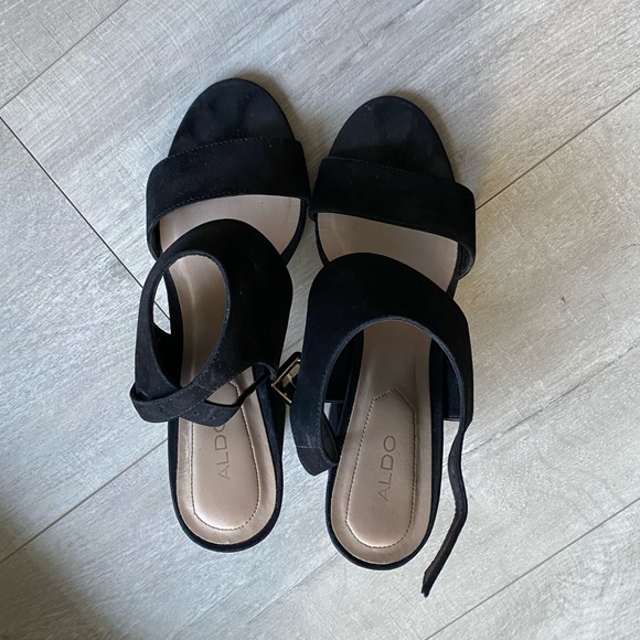 Aldo Black Suede Heels - Picture 2 of 6